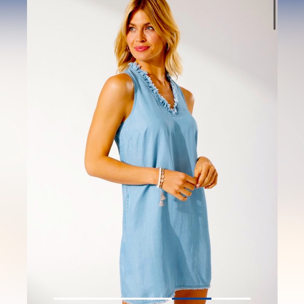 Tommy Bahama Chambray Ruffle Dress